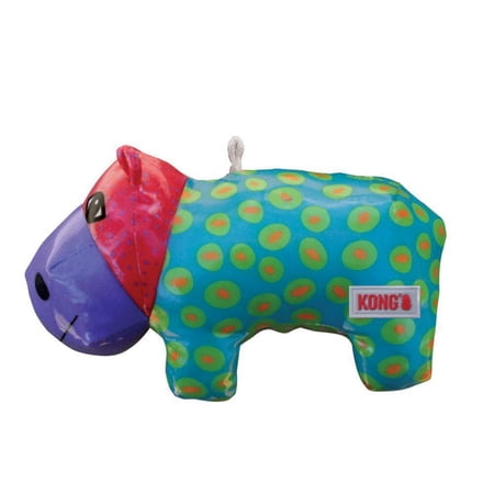 KONG Shieldz Hippo Dog Toy - Medium, Durable Plush with Squeaker & Rattle