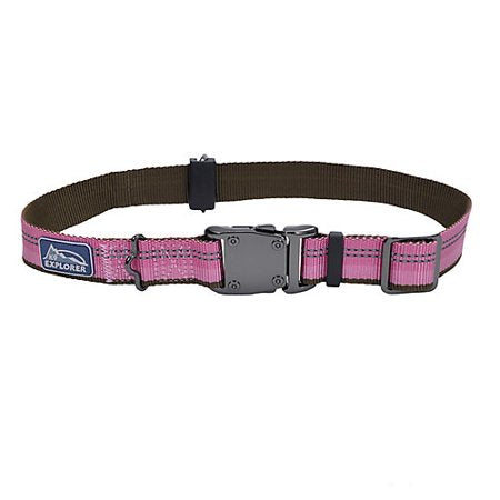 K9 Explorer Reflective Adjustable Dog Collar, Rosebud, 1" x 18"-26"