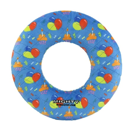 Mighty No Stuff Ring Dog Toy Celebration Squeaky Plastic Core