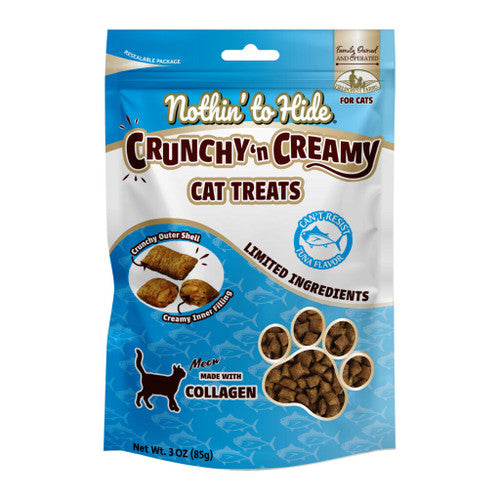 Fieldcrest Farms Nothin' To Hide Collagen Cat Treats - Tuna Flavor - 3oz Pouch