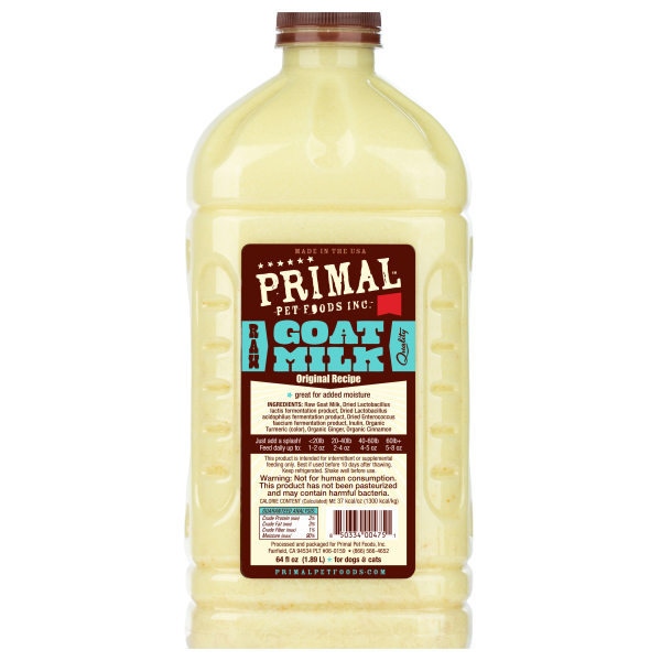 Primal Frozen Raw Goat Milk for Dogs & Cats - 64 oz (1/2 Gallon) - Pet Food Supplement