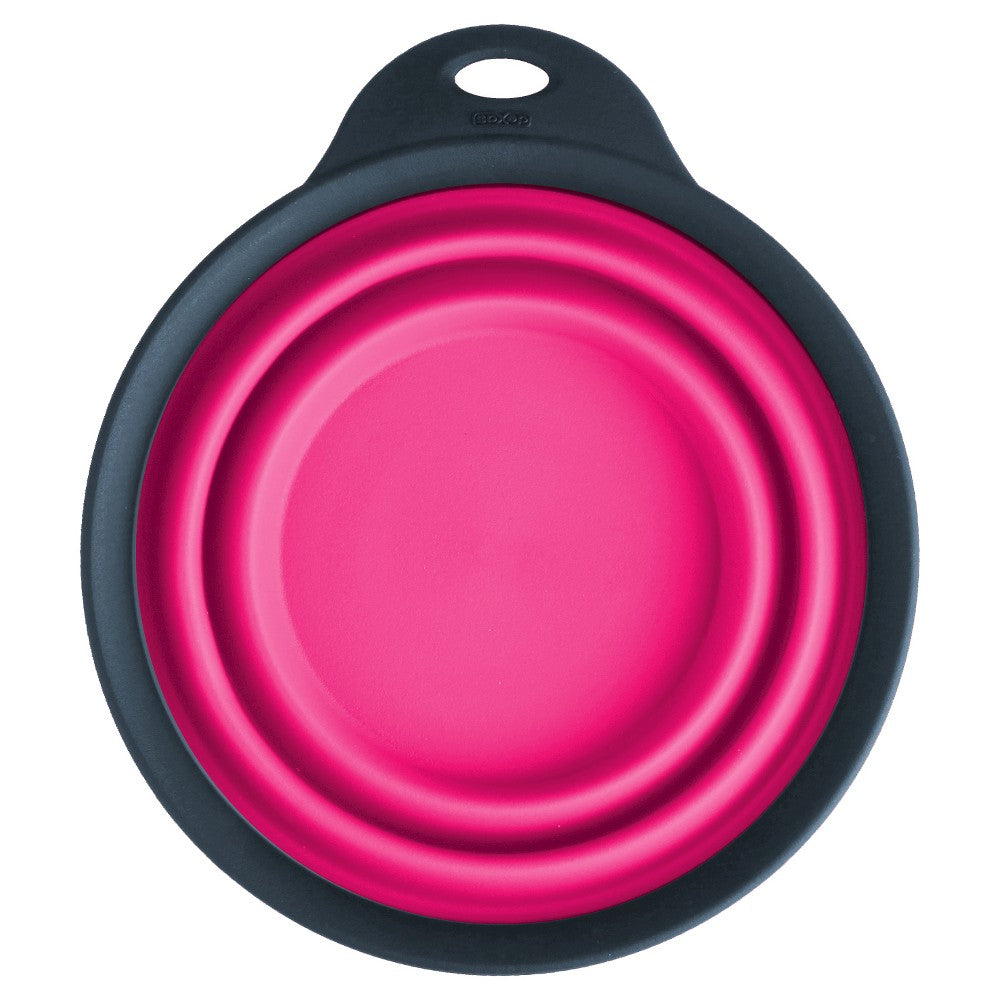 Dexas Popware Collapsible Travel Cup for Pets, Small, Gray/Pink