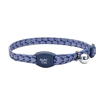 Safe Cat Adjustable Breakaway Cat Collar - Magnetic Buckle, Grey Silver Arrows, 3/8" x 8"-12"