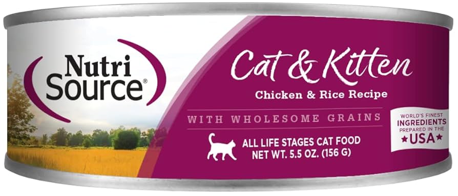 NutriSource Cat & Kitten Chicken & Rice Recipe Wet Cat Food, 5 or 5.5 oz Can