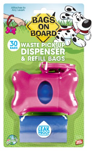 Bags on Board Bone Dispenser with 30 Refill Bags  Pink