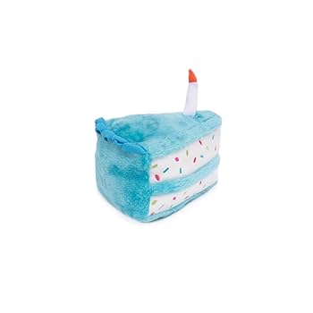 ZippyPaws Birthday Cake Dog Toy - Plush Squeaky Toy for Dogs - Blue Frosting