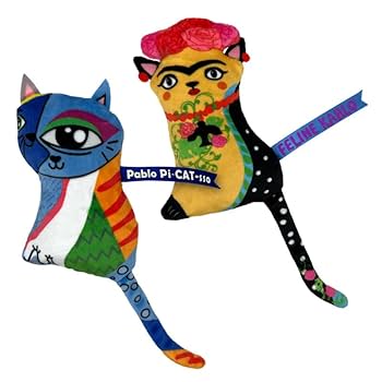 KONG Artz Cat Toy 2-Pack, Kahlo/Picasso, with Catnip, Crackle, Ribbon & Tail