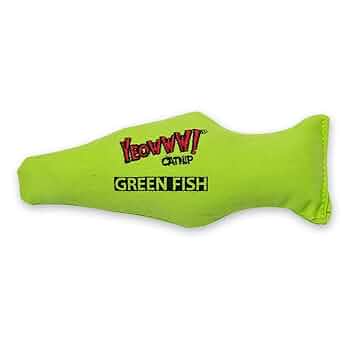 Yeowww! Green Fish Cat Toy - 7" Organic Catnip Filled Fish Toy for Cats