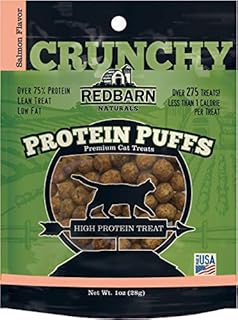 Redbarn Protein Puffs Salmon Cat Treats, 1oz (28g) - High Protein, Grain-Free Feline Snack