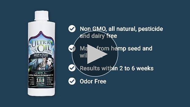 Ultra Oil Skin & Coat Supplement for Dogs & Cats - 8 oz Bottle - Hemp, Flaxseed, Grape Seed, & Fish Oil
