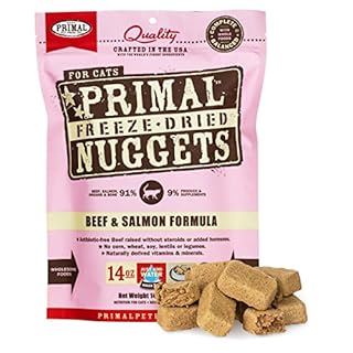 Primal Freeze-Dried Cat Food Beef & Salmon Nuggets - 14 oz Raw, Grain-Free Diet