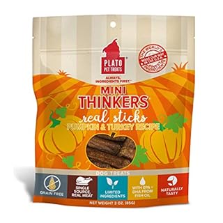 Plato Mini Thinkers Pumpkin & Turkey Grain-Free Dog Treats 3 oz