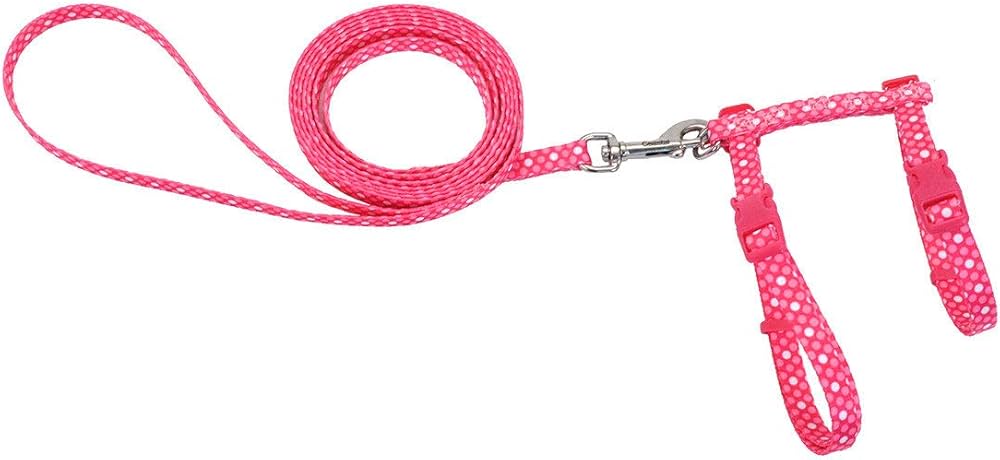 Coastal Pet Styles Figure H Fashion Adjustable Cat Harness and Leash Combo - 3/8" x 10-18" - Pink Dots
