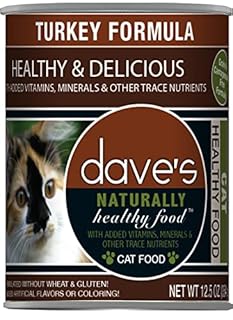 Dave's Naturally Healthy Grain-Free Turkey Wet Canned Cat Food, 12.5 oz Can