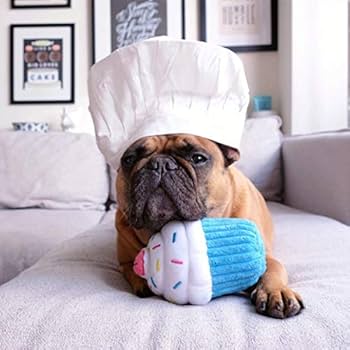 ZippyPaws Cupcake Blue Plush Dog Toy Squeaky Calorie-Free Fun Medium Size