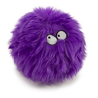 goDog Furballz Squeaky Plush Ball Dog Toy, Chew Guard Technology, Purple, Small