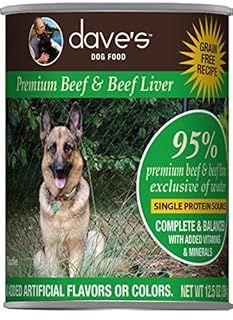Dave's 95% Beef & Beef Liver Grain-Free Wet Dog Food, 12.5 oz Can (Single or 12-Pack)