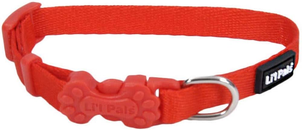 Coastal Li'l Pals Adjustable Nylon Dog Collar - Red - 5/16" x 6-8" - Puppy/Toy Breeds