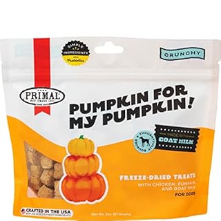 Primal Freeze Dried Dog Treats, Chicken & Pumpkin with Goat Milk, Grain Free, Probiotics, 2 oz