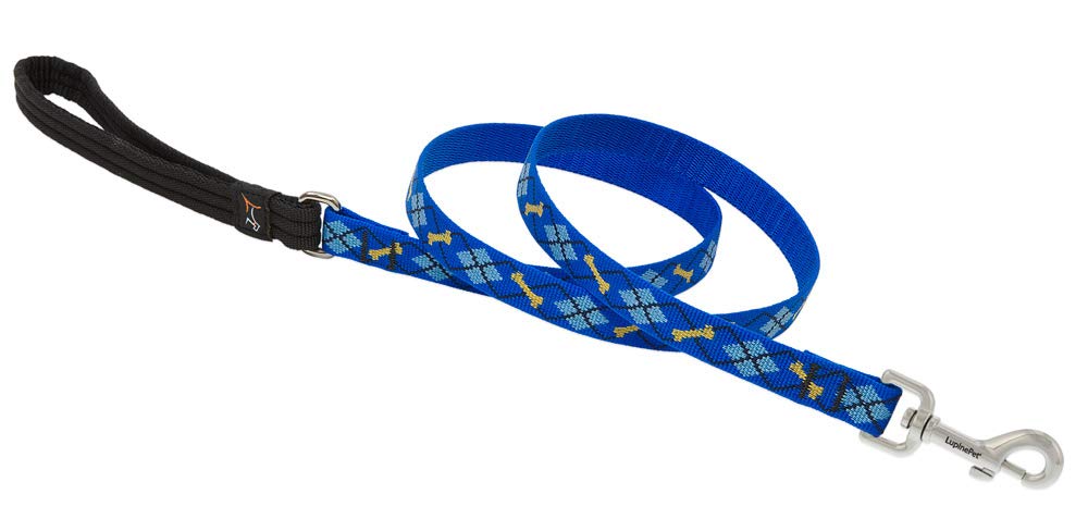 LupinePet Original Designs Dapper Dog Leash - 3/4 inch x 6 ft - Multicolor Nylon