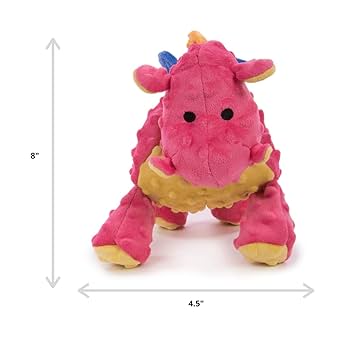 goDog Dragons Small Coral Squeaky Plush Dog Toy with Chew Guard