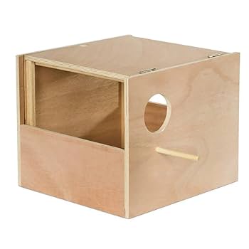 A&E Parakeet Nesting Box - Hardwood Bird Breeding Box with Easy Open Top & Perch - 7" x 7.125" x 8.5"