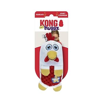 KONG Farmz Huggz Chicken Dog Toy - Large Plush Squeaky Toy