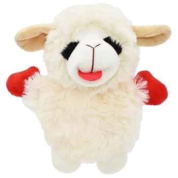 Multipet Lamb Chop Crinkle Dog Toy, Mini 6 inch, White, Plush Squeaky Toy
