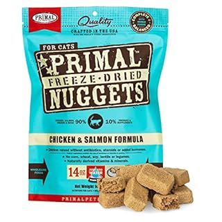 Primal Freeze-Dried Cat Food Nuggets, Chicken & Salmon Formula, 14 oz