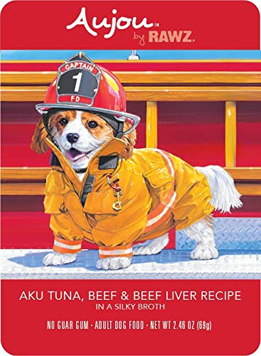 Rawz Aujou Dog Food - Aku Tuna, Beef & Beef Liver Recipe - 8/2.46 oz Pouches
