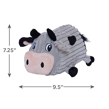 Outward Hound Fattiez Cow Plush Dog Toy - Medium, Grey, Grunting