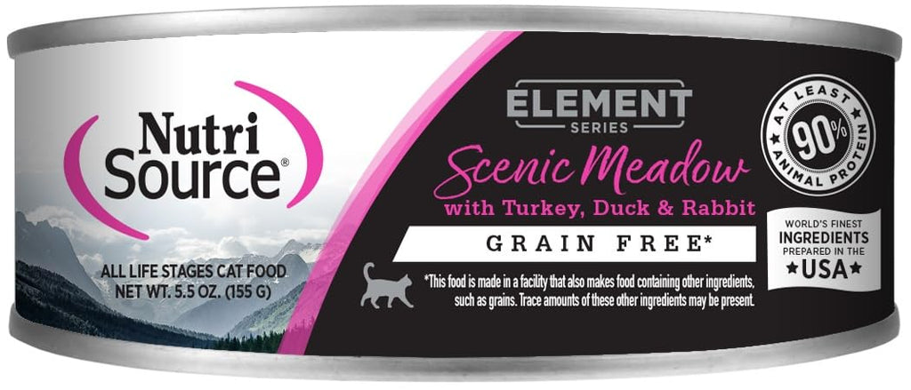 NutriSource Element Grain-Free Scenic Meadow Wet Cat Food, 5.5 oz Can (Turkey, Duck & Rabbit)