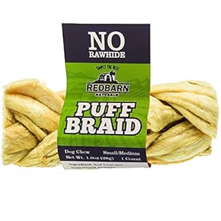 Redbarn Puff Braids Medium Dog Treats, Beef Esophagus, Natural Chews