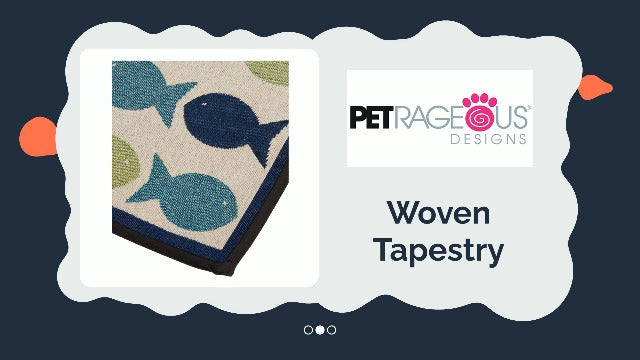 PetRageous Kool Fishes Pet Placemat - Green & Blue, 13" x 19" Non-Skid Feeding Mat