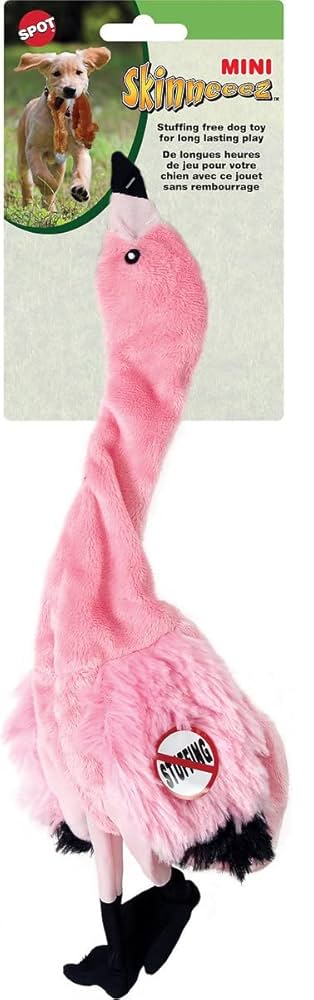 Spot Ethical Mini Skinneeez Exotic Series Pink Flamingo Dog Toy, Stuffing Free, Squeaker, 13 Inch