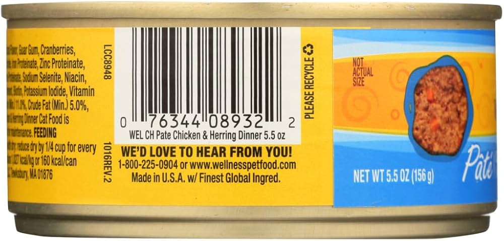 Wellness Complete Health Chicken & Herring Pate Grain-Free Canned Cat Food, 5.5 oz Can
