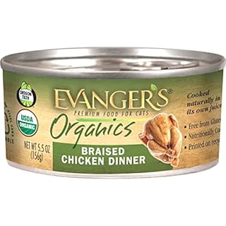 Evanger's Organics Braised Chicken Dinner Wet Cat Food, 5.5 oz