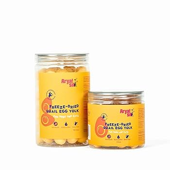 Arya Sit Freeze-Dried Quail Egg Yolk Dog & Cat Treats - Single Ingredient, High Protein, Lecithin Rich