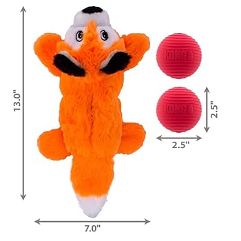 KONG Cozie Pocketz Fox Puzzle Interactive Dog Toy - Medium Plush Squeaky