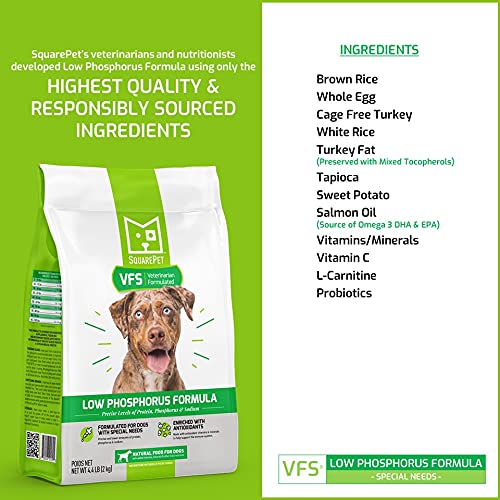 SquarePet VFS Low Phosphorus Formula Dry Dog Food - Kidney Support, Special Needs - 4.4lb