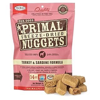 Primal Freeze-Dried Turkey & Sardine Dog Food Nuggets, 14 oz Bag
