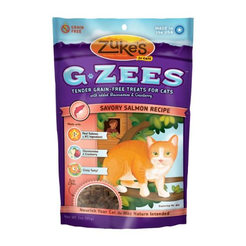 Zuke's G-Zees Savory Salmon Recipe Cat Treats - Grain Free, Tender, 3 oz