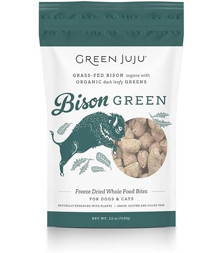 Green Juju Bison Green Freeze-Dried Dog & Cat Treats, 6 oz - Whole Food Bites & Meal Topper