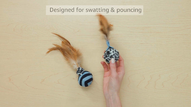 Petlinks Feather Flips Plush Ball Cat Toy with Feathers - 2 Count