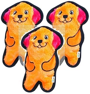 Outward Hound Invincibles Mini Dog Toy - Plush, Durable, Stuffingless Squeaky Toy for Small Dogs - Orange XS