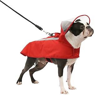 Gooby Dog Raincoat - Adjustable Hood with Visor, Red, 2X-Large