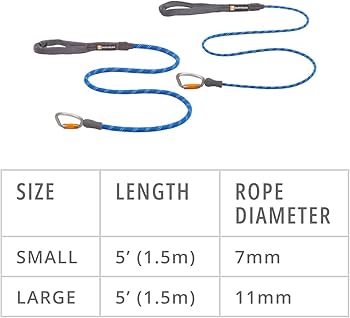 Ruffwear Knot-a-Leash Dog Leash, Reflective Rope Lead with Carabiner, Blue Pool, Small