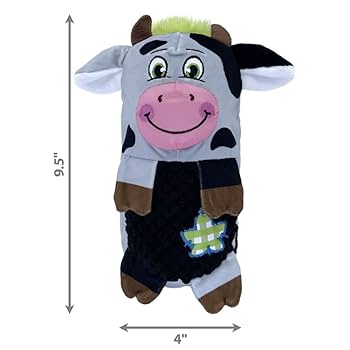 KONG Farmz Huggz Cow Large Dog Toy - Squeaky Plush Cow for Dogs