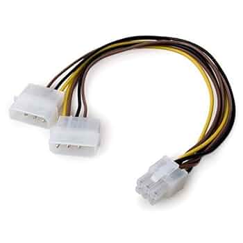 Link Depot 4-Pin to 6-Pin PCI Express Power Adapter - 8 Inches