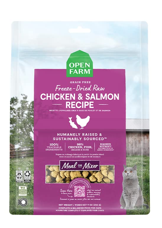 Open Farm Freeze Dried Raw Chicken & Salmon Cat Food Morsels, 3.5 oz